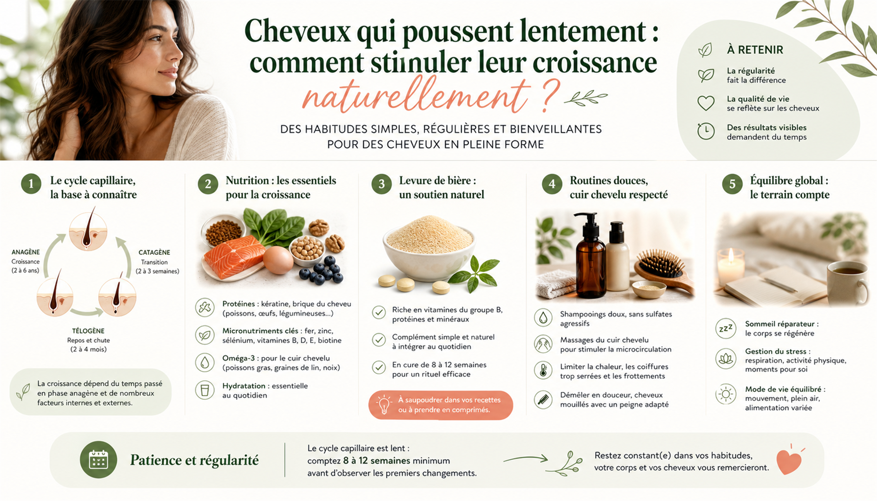 Infographie cheveux qui poussent lentement
