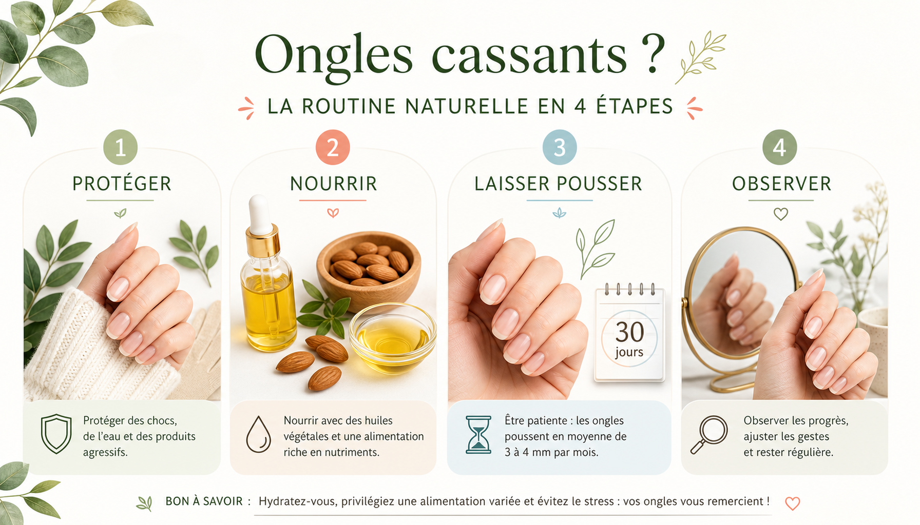 Infographie ongles cassants solution naturelle