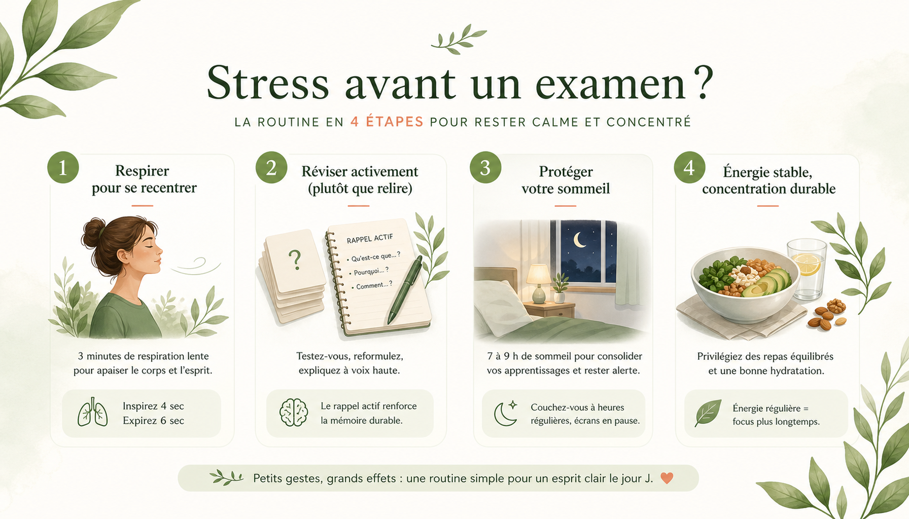 Infographie stress avant un examen